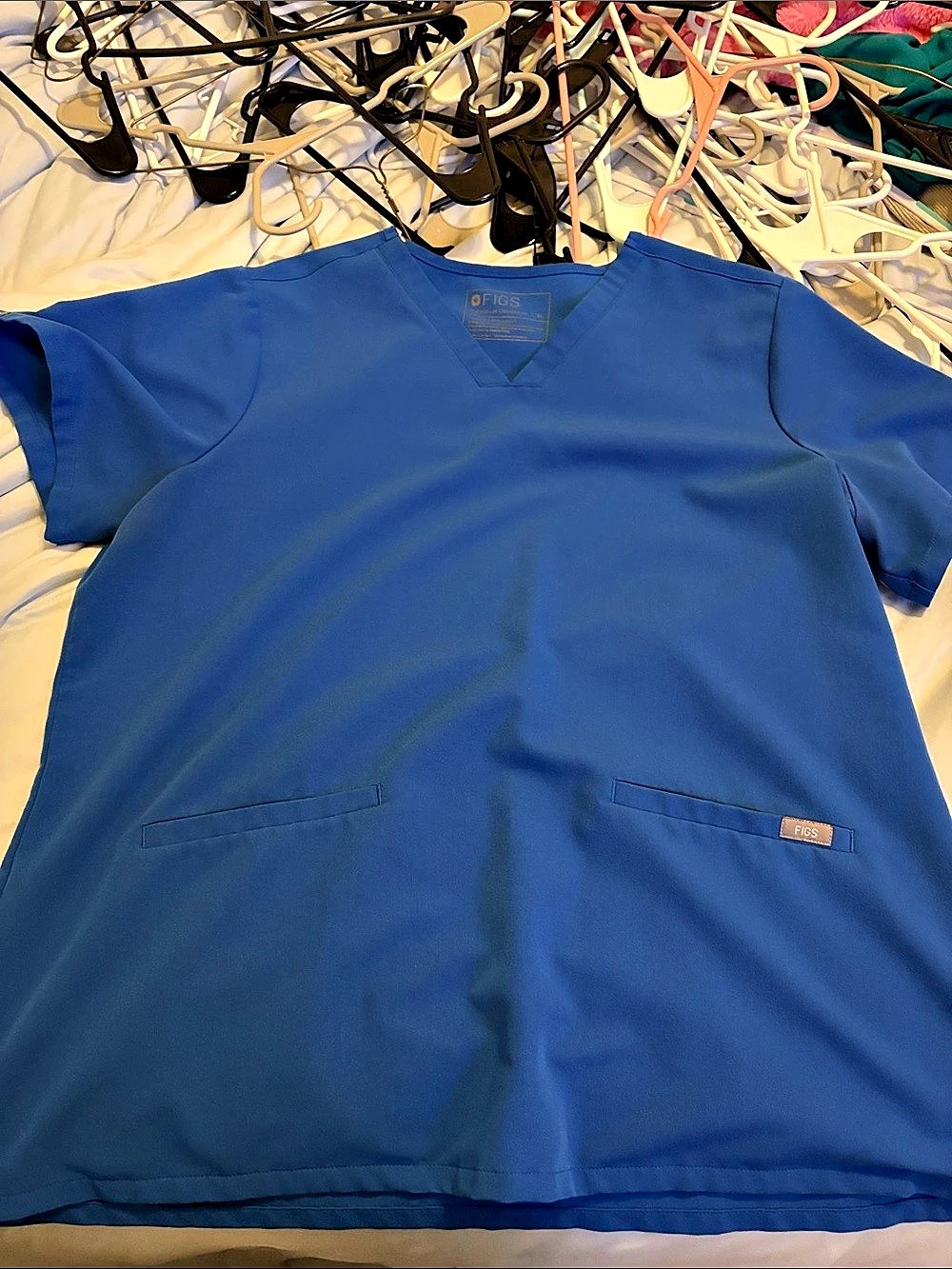 FIGS Casma Scrub Top Short Sleeve Blue XL